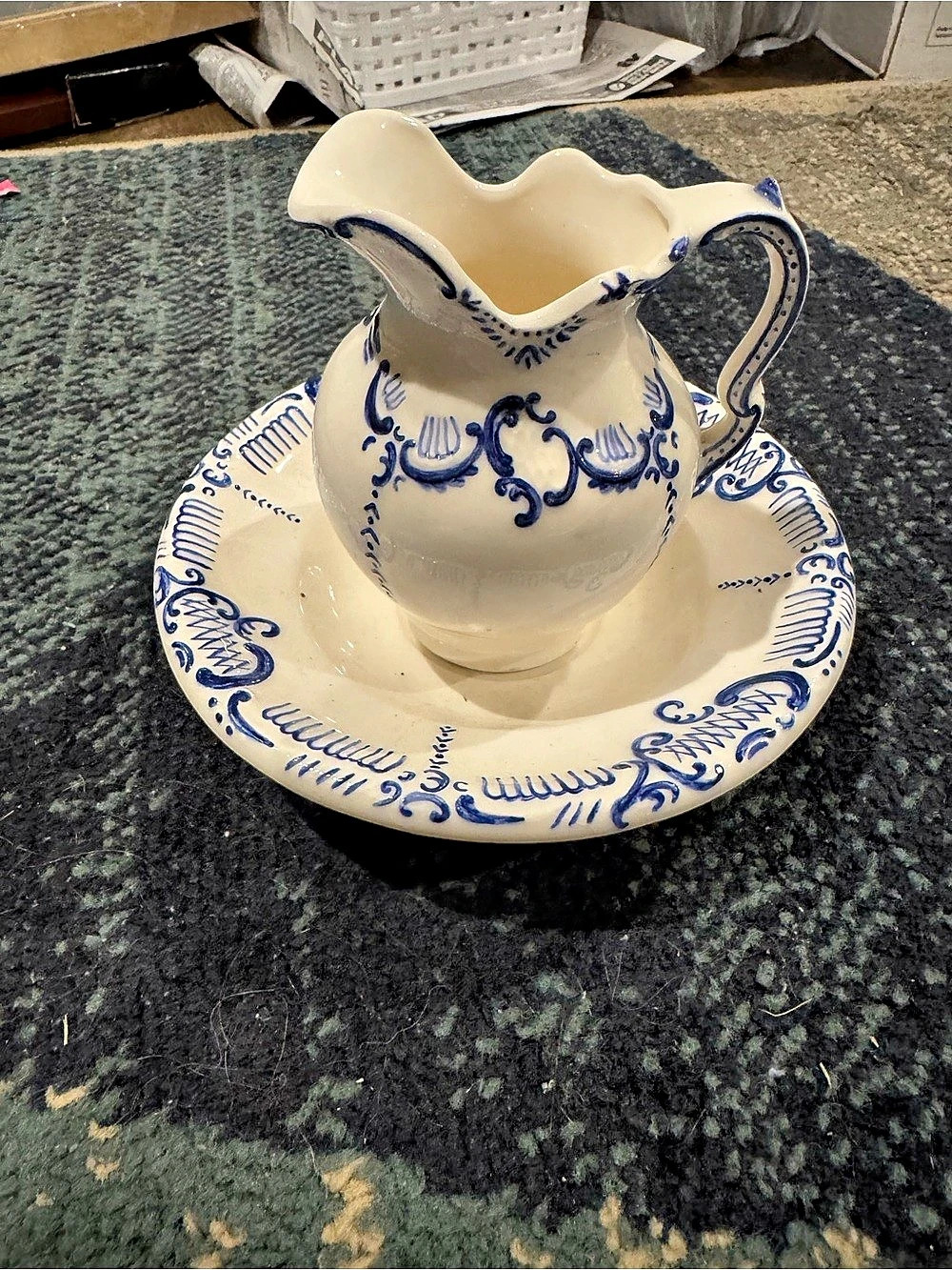 Mini Blue & White Ceramic Pitcher Set